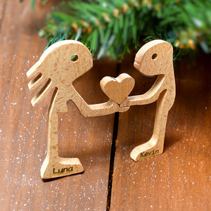 Personalized Couple Heart Wood Puzzle, Birthday Gift, Christmas Gift For Couples - Wood Sign - GoDuckee