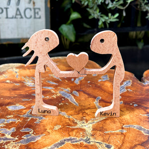 Personalized Couple Heart Wood Puzzle, Birthday Gift, Christmas Gift For Couples - Wood Sign - GoDuckee