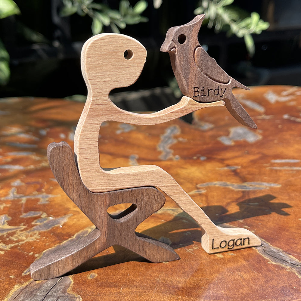 Personalized Man With Bird Wood Puzzle, Birthday Gift, Christmas Gift For Bird Lovers - Wood Sign - GoDuckee