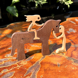 Personalized Couple With Horse Wood Puzzle, Birthday Gift, Christmas Gift For Couples - Wood Sign - GoDuckee