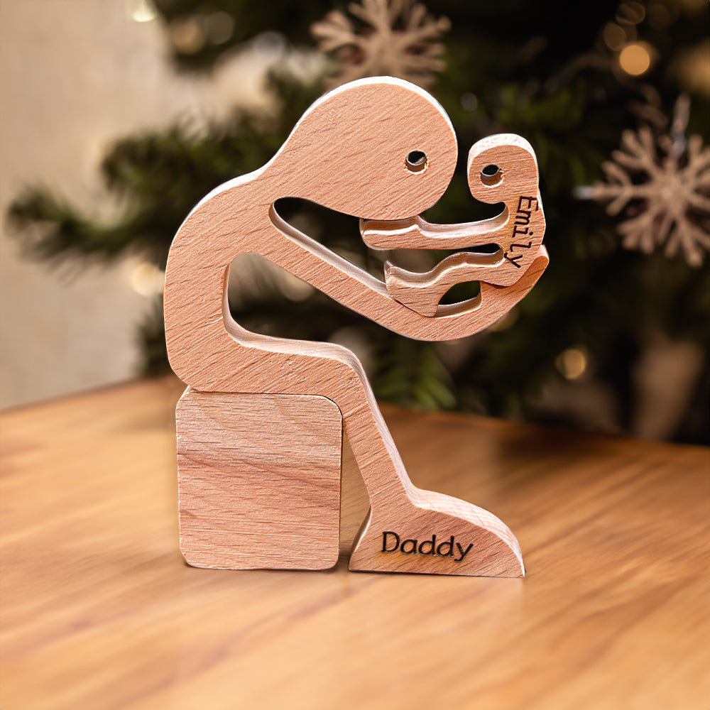 Personalized Man With Baby Wood Puzzle, Birthday Gift, Christmas Gift For Dad - Wood Sign - GoDuckee