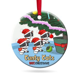 Cunty Cat Hate Christmas-Personalized Ornament - Ceramic Circle Ornament- Gift For Cat Lover- Christmas Gift - Ornament - GoDuckee