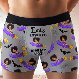 Custom Photo Gifts For Halloween Men's Boxers Loves To Ride My Broom 01xqdc050824 - Boxer Briefs - GoDuckee