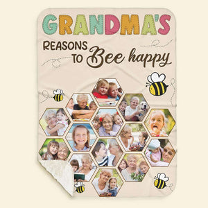 Grandma Reasons To Bee Happy, Personalized Blanket, Gifts For Grandparents - Blanket - GoDuckee