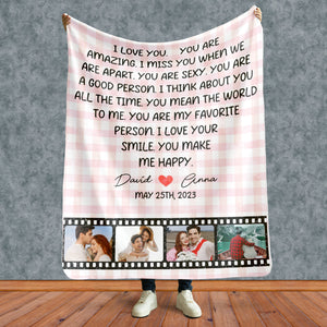 You Are My Farvorite Person, You Make Me Happy - Custom Couple Photo Blanket - Gift For Couple, Annivesary Celebrates, Valentine's Gifts - Blanket - GoDuckee