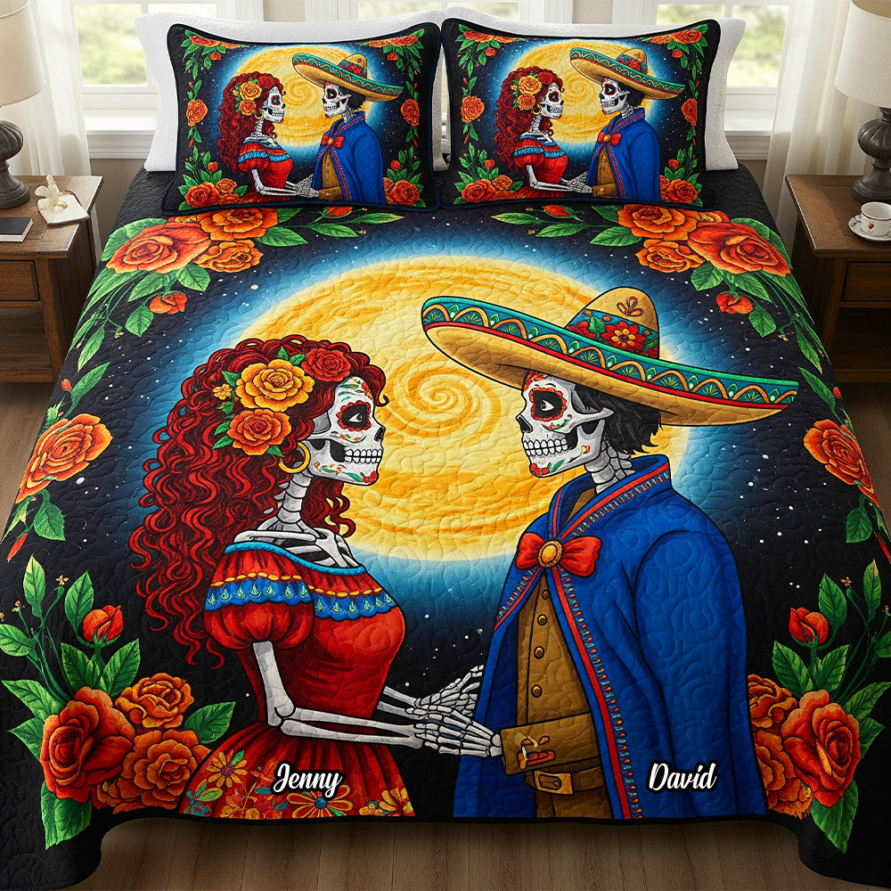 Personalized Skeleton Quilt Bed Set Special Line – Personalized Gifts For Couple 05patn090825 - Blanket - GoDuckee
