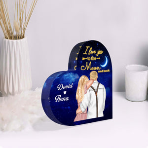 I Love You To The Moon And Back Personalized Couple Plaque, Gift For Couple - Decorative Plaques - GoDuckee