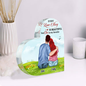 Every Love Story Is Beautiful But Our Is My Favorite, Couple Heart Shaped Acrylic Happy Valentin's Day - Decorative Plaques - GoDuckee