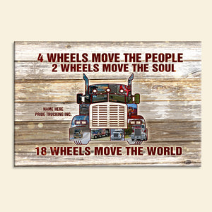 Custom Truck Photo Poster - Trucker 18 Wheels Move The World - Poster & Canvas - GoDuckee