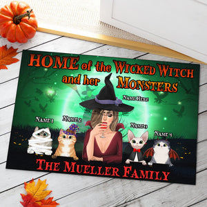 Personalized Witch & Cat Breeds Doormat - Home Of The Wicked Witch And Her Monsters - Doormat - GoDuckee