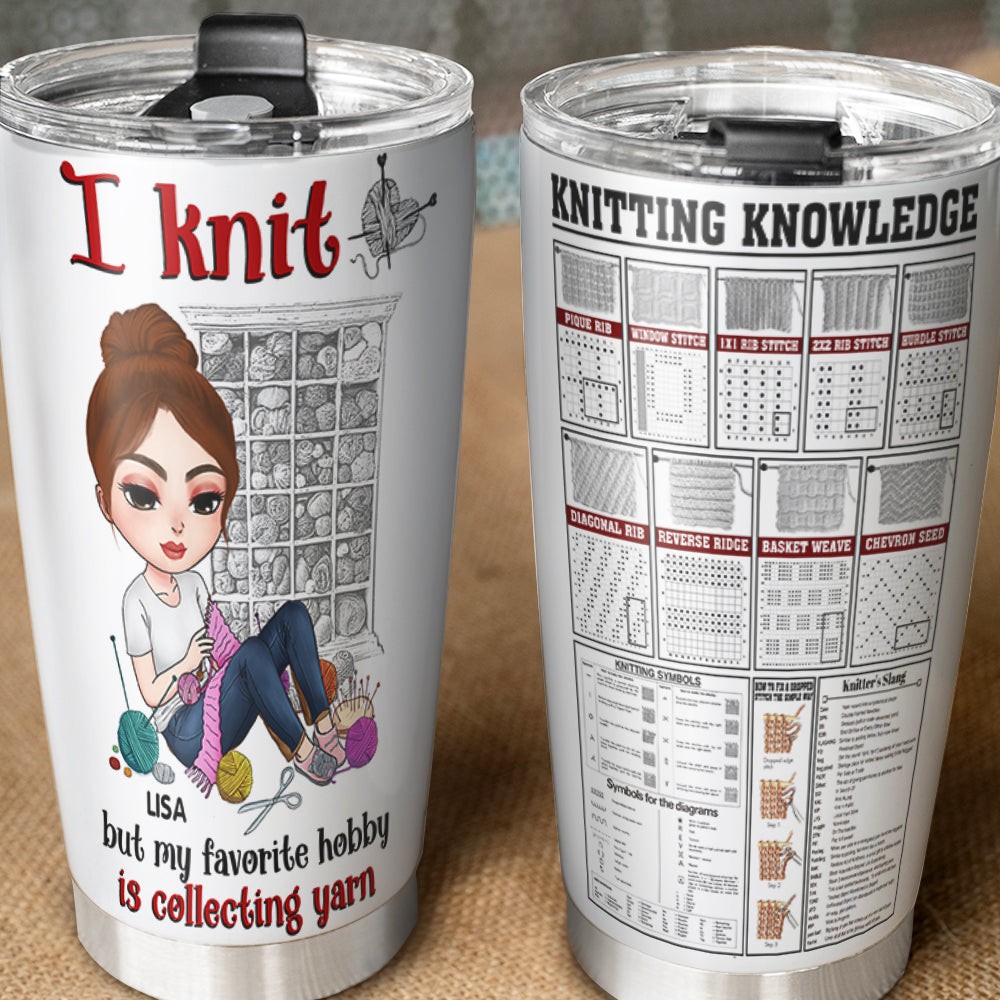 Knitting Knowledge, Knitting Girl - Personalized Tumbler Cup, Knitting Tumbler Cup - Funny Gift For Knitting Lovers - Tumbler Cup - GoDuckee
