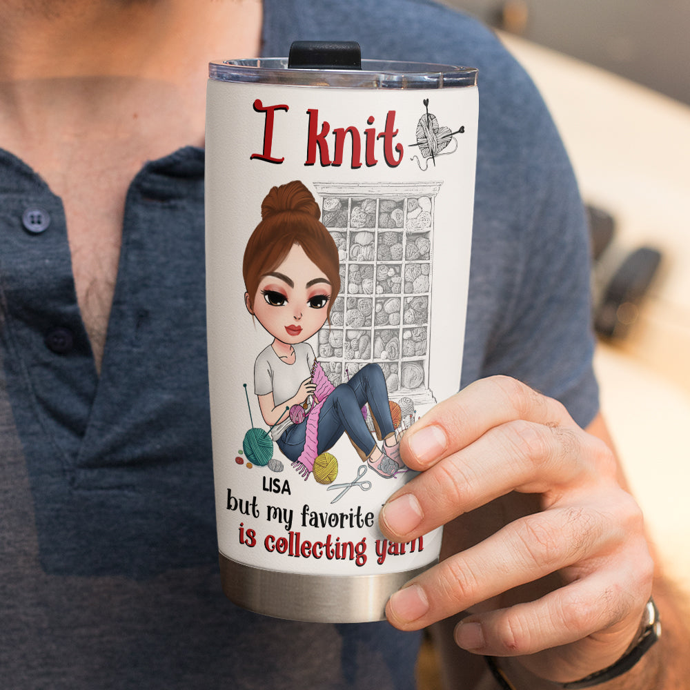 Knitting Knowledge, Knitting Girl - Personalized Tumbler Cup, Knitting Tumbler Cup - Funny Gift For Knitting Lovers - Tumbler Cup - GoDuckee