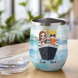 Personalized Drinking & Cruising Couple Wine Tumbler - The Only Marriage Counselor You'll Ever Need Fol8-Vd3 - Wine Tumbler - GoDuckee