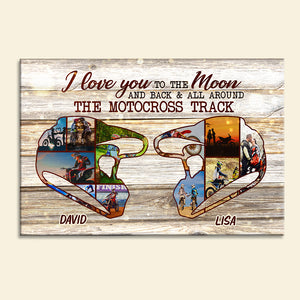 Custom Motocross Helmet Couple Photo Poster - Love You To The Moon And Back And All Around The Motocross - Poster & Canvas - GoDuckee