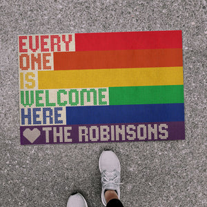 LGBT Doormat - Everyone Is Welcome Here - Rainbow Color - Doormat - GoDuckee