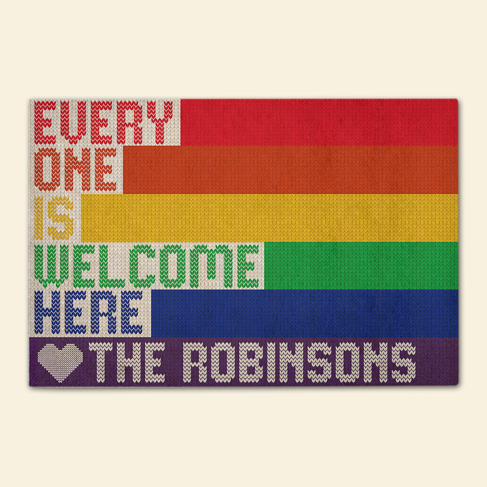 LGBT Doormat - Everyone Is Welcome Here - Rainbow Color - Doormat - GoDuckee