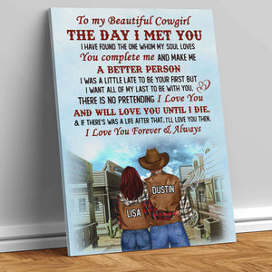 Personalized Cowboy Cowgirl Couple Poster - To My Beautiful Cowgirl - Poster & Canvas - GoDuckee