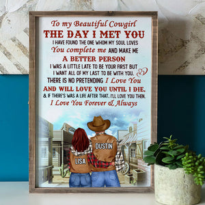 Personalized Cowboy Cowgirl Couple Poster - To My Beautiful Cowgirl - Poster & Canvas - GoDuckee