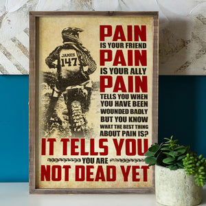 Vintage Motocross Poster - Custom Name, Number Rider - Pain Is Your Friend, Your Ally - Poster & Canvas - GoDuckee