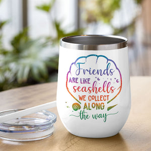 Personalized Mermaid Besties Wine Tumbler - Friends Are Like Seashells - Wine Tumbler - GoDuckee