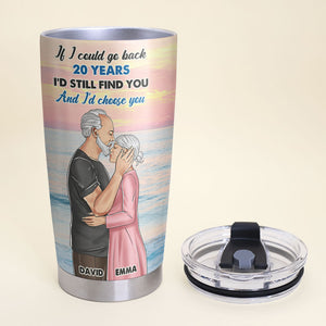Personalized Couple Tumbler - I'd Still Find You - Couple Hugging And Kissing Side View - Tumbler Cup - GoDuckee