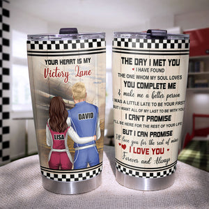 Dirt Track Racing - Personalized Couple Tumbler Cup - Your Heart Is My Victory Lane - Tumbler Cup - GoDuckee
