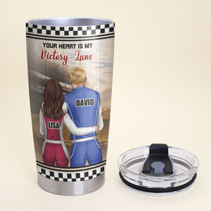 Dirt Track Racing - Personalized Couple Tumbler Cup - Your Heart Is My Victory Lane - Tumbler Cup - GoDuckee