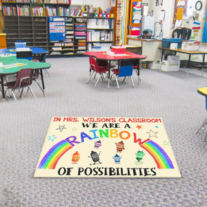 Crayons Classroom Doormat - Custom Teacher's Name - We Are A Rainbow Of Possibilities - Doormat - GoDuckee