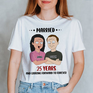 Married Couple Married Years And Looking Forward To Forever Personalized Shirt Gift For Couple - Shirts - GoDuckee