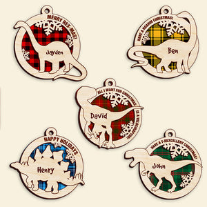 Dinosaur Plaid Pattern - Personalized Ornament - Ornament - GoDuckee