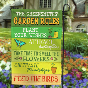 Personalized Gardening Gifts Flag Ideas For Garden with Garden Rules - Custom Flag - Flag - GoDuckee