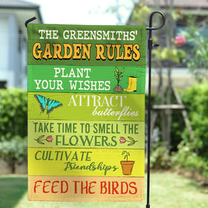 Personalized Gardening Gifts Flag Ideas For Garden with Garden Rules - Custom Flag - Flag - GoDuckee