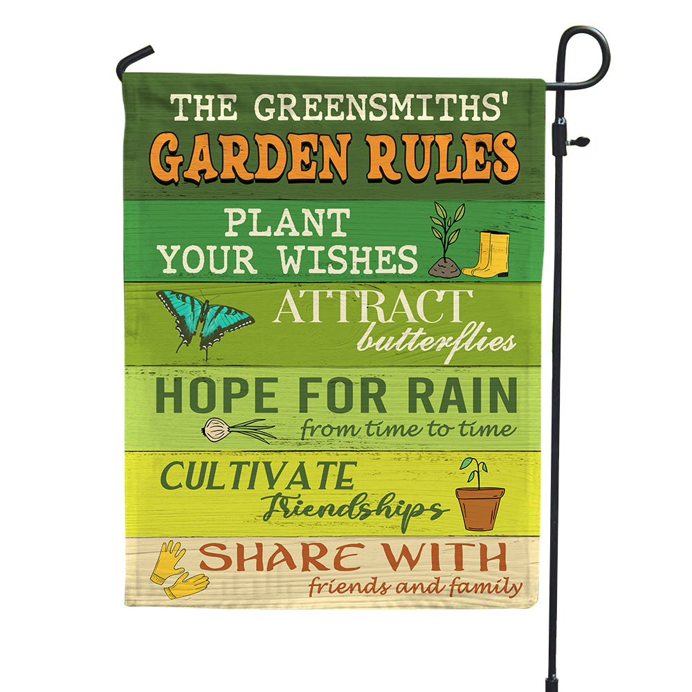 Personalized Gardening Gifts Flag Ideas For Garden with Garden Rules - Custom Flag - Flag - GoDuckee