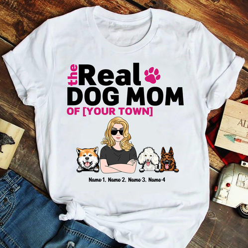 Personalized Gifts Ideas For Dog Lover, The Real Dog Mom - Custom Shirts - Shirts - GoDuckee