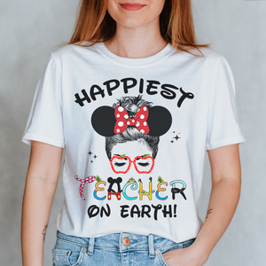 Personalized Gifts Shirt For Happiest Teacher On Earth - Custom Shirts - Shirts - GoDuckee