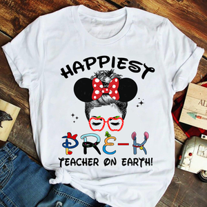 Personalized Gifts Shirt For Happiest Teacher On Earth - Custom Shirts - Shirts - GoDuckee