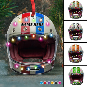 Racing Helmet With Christmas Light - Personalized Christmas Ornament - Ornament - GoDuckee