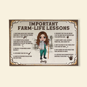 Important Farm-Life Lessons - Personalized Canvas Print - Poster & Canvas - GoDuckee