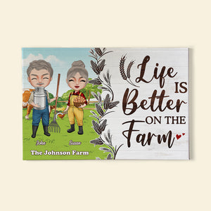 Life Is Better On The Farm, Couple Farmer Canvas Poster Print - Poster & Canvas - GoDuckee