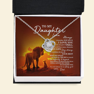 Lion To My Daughter - Personalized Love Knot Necklace - Jewelry - GoDuckee