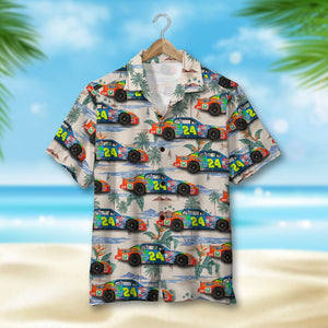 Custom Racing Photo Hawaiian Shirt, Seamless Tree Pattern, Summer Gift 3 - Hawaiian Shirts - GoDuckee