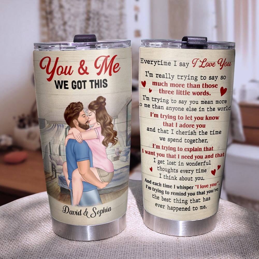 I'm Really Trying To Say So Much More Than Those Three Little Words - Personalized Couple Tumbler - Gift For Couple - Tumbler Cup - GoDuckee