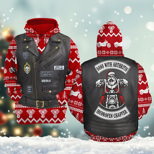 Sons With Arthritis Ibuprofen Chapter Personalized Christmas Biker Hoodie, Gift For Biker - AOP Products - GoDuckee