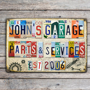 Personalized Dad Car Garage Metal Sign, Gift For Dad - Metal Wall Art - GoDuckee