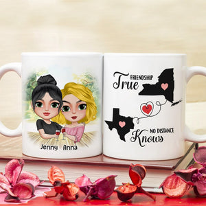 True Friendship Knows No Distance Personalized Friends Mug Gift For Sisters - Coffee Mug - GoDuckee