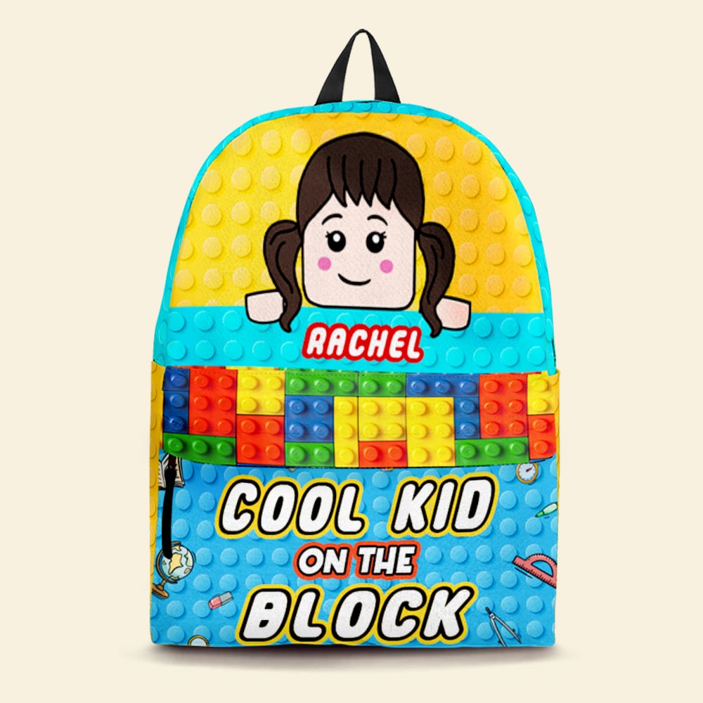 Cool Kid On The Block Personalized Lego Backpack Gift For Kids - Backpack - GoDuckee