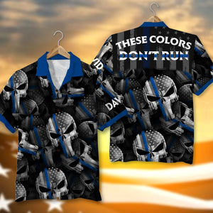 Back The Blue - Personalized Police Hawaiian Shirt, These Colors Don't Run - Hawaiian Shirts - GoDuckee
