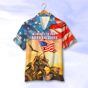 In Tribute To Our Fallen Soldiers Personalized 4th of July Hawaiian Shirt Gift For Him - Hawaiian Shirts - GoDuckee