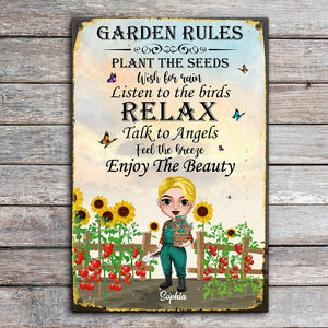Garden Rules Personalized Gardener Metal Sign Gift For Gardener - Metal Wall Art - GoDuckee