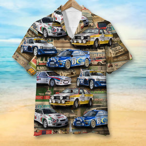 Custom Rallying Hawaiian Shirt, Racing Magazine Pattern - Hawaiian Shirts - GoDuckee
